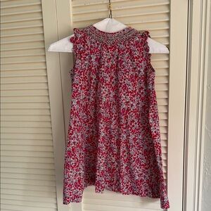 100% cotton smocked neck Floral Sleeveless Kids Dress